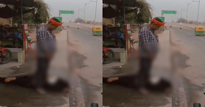 नशे में धुत युवक ने सड़क किनारे साथी की गर्दन पर किया पेशाब, शर्मनाक हरकत कैमरे में कैद...